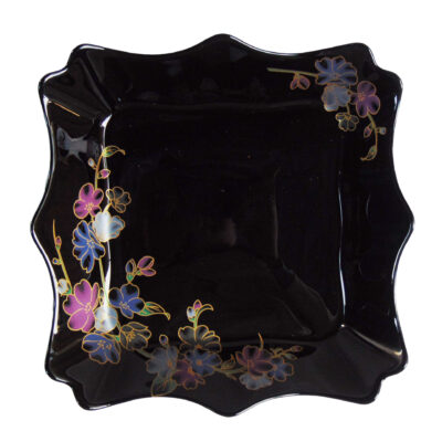 Farfurie Patrata Adanca FELUL DOI Model Floral ALBASTRU