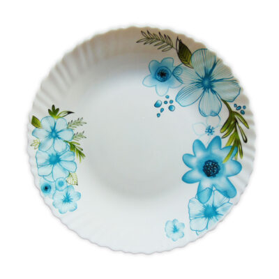 Farfurie Întinsa Rotunda cu Model Floral TURQOISE