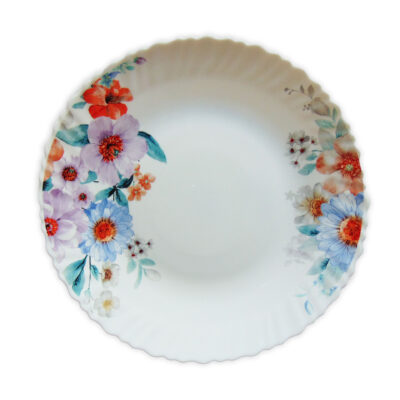 Farfurie Întinsa Rotunda cu Model Floral MOV-BLEU