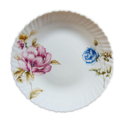 Farfurie Întinsa Rotunda cu Model Floral BLEU-ROZ