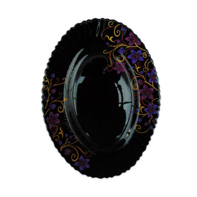 Platou Oval Negru cu Model Floral MOV