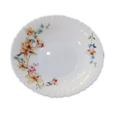 Farfurie Adânca Mare cu Model Floral CREM