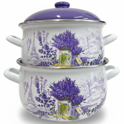 Cratite cu capac emailate Lavanda
